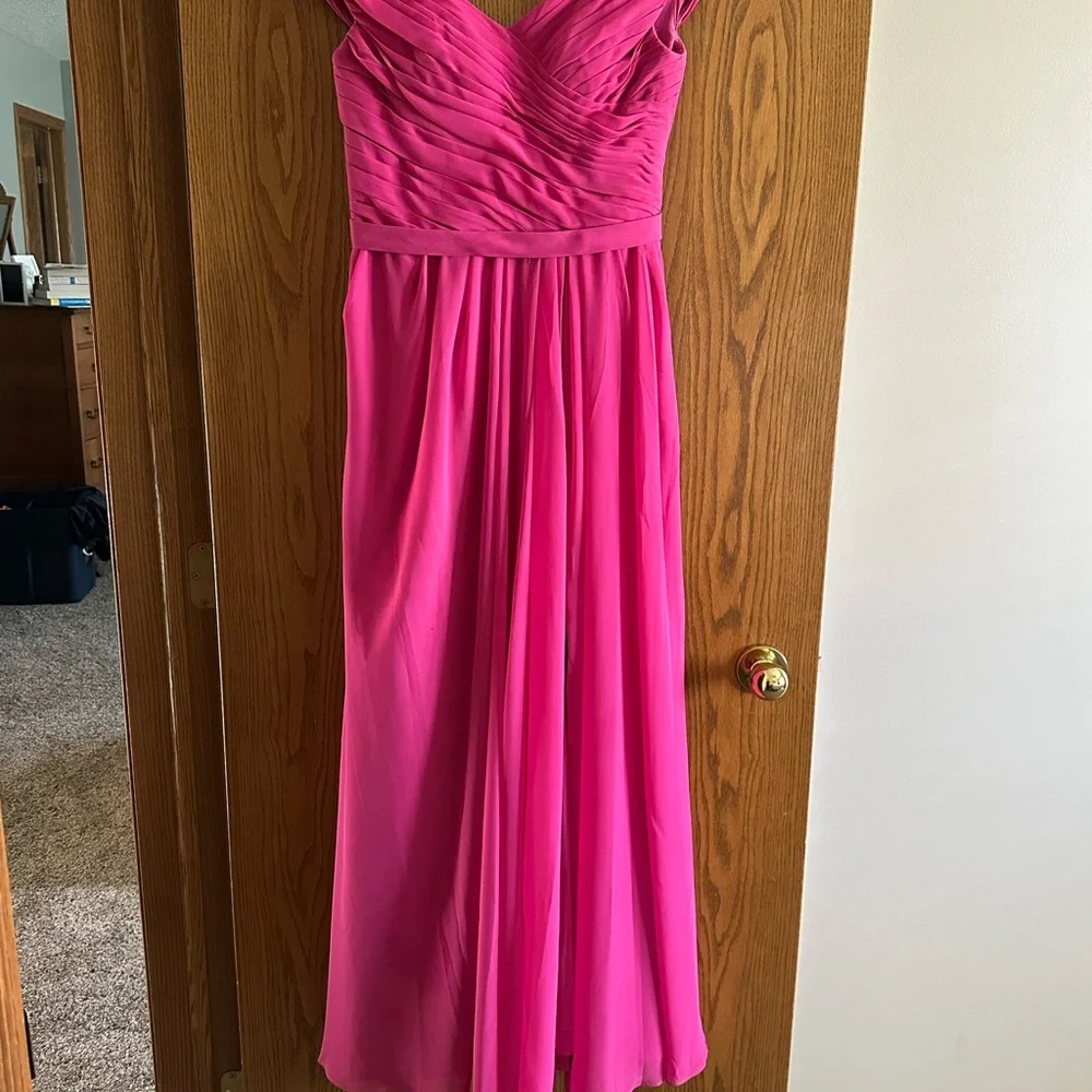 Azazie Audrianna Fuchsia Off-Shoulder Dress - Picture 7 of 11